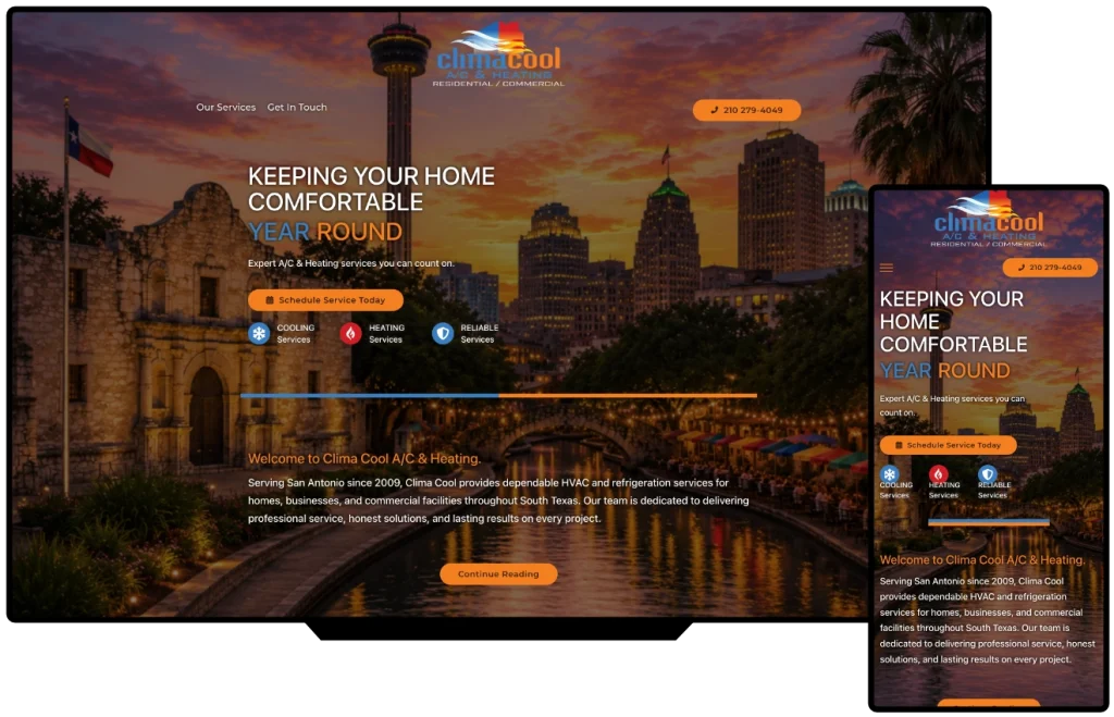 Clima Cool A/C & Heating Website image