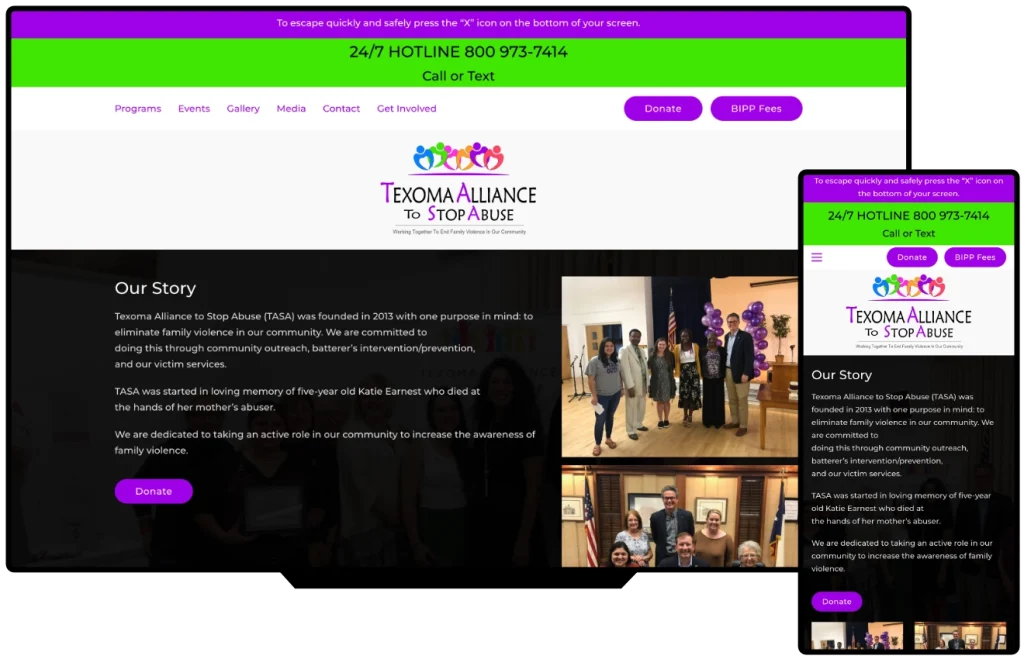 Website for Texoma Alliance to Stop Abuse